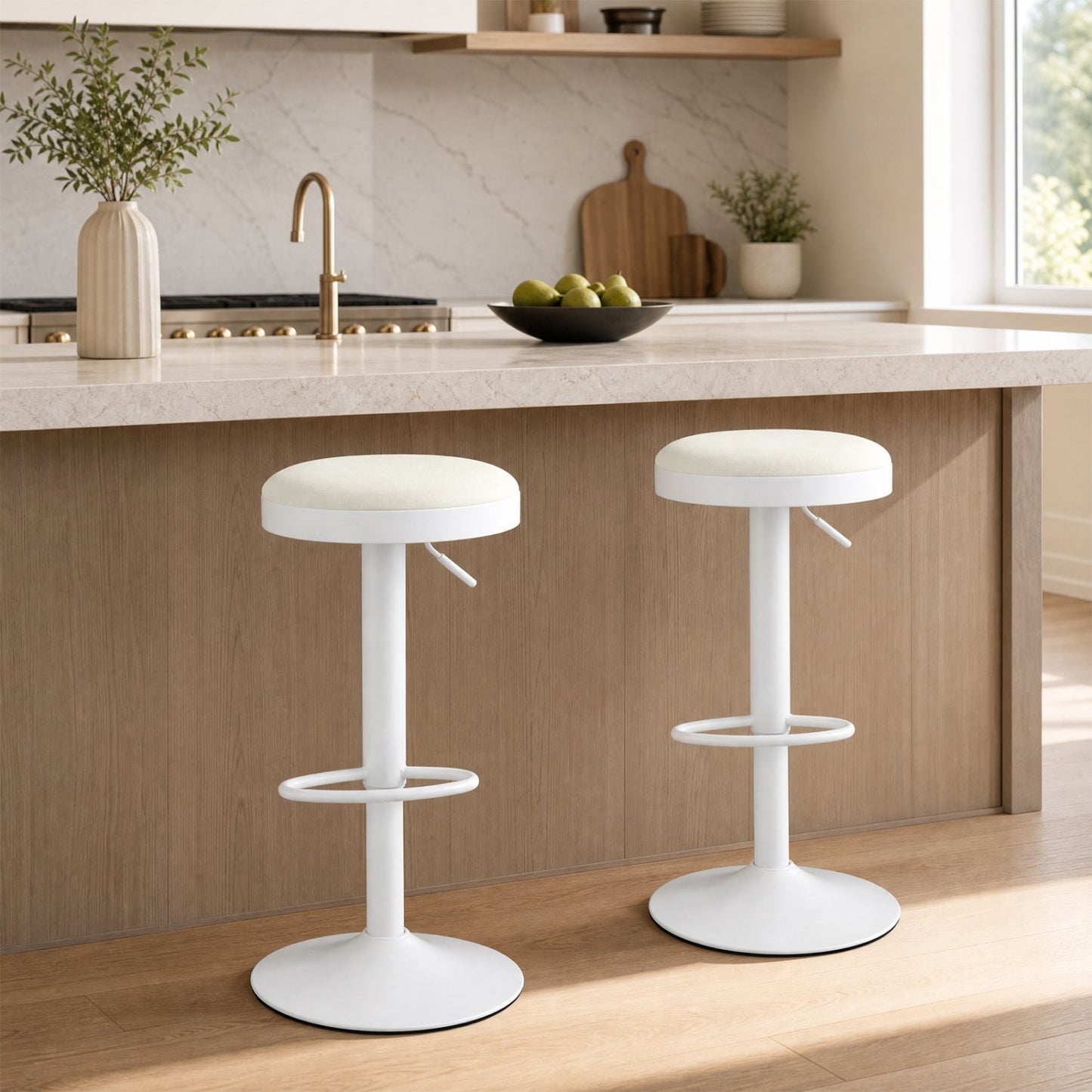 Adjustable Swivel Bar Stools | Set of 2 | 360° Swivel | 23.5–32" Height | 330 lb Each | 4 Colors