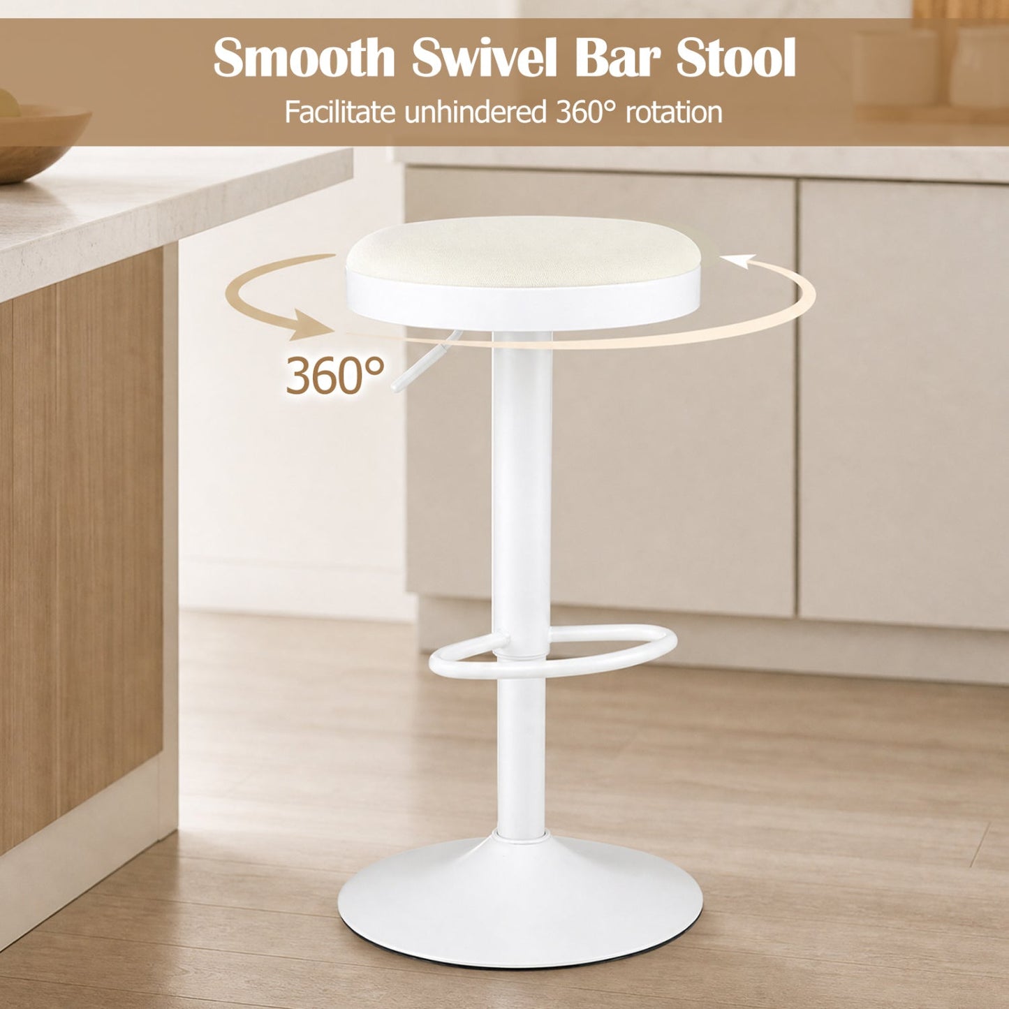 Adjustable Swivel Bar Stools | Set of 2 | 360° Swivel | 23.5–32" Height | 330 lb Each | 4 Colors