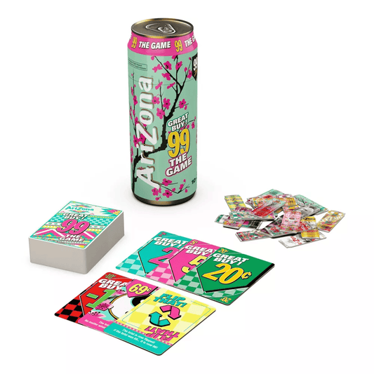 AriZona 99: The Game metal can and colorful boxed cards