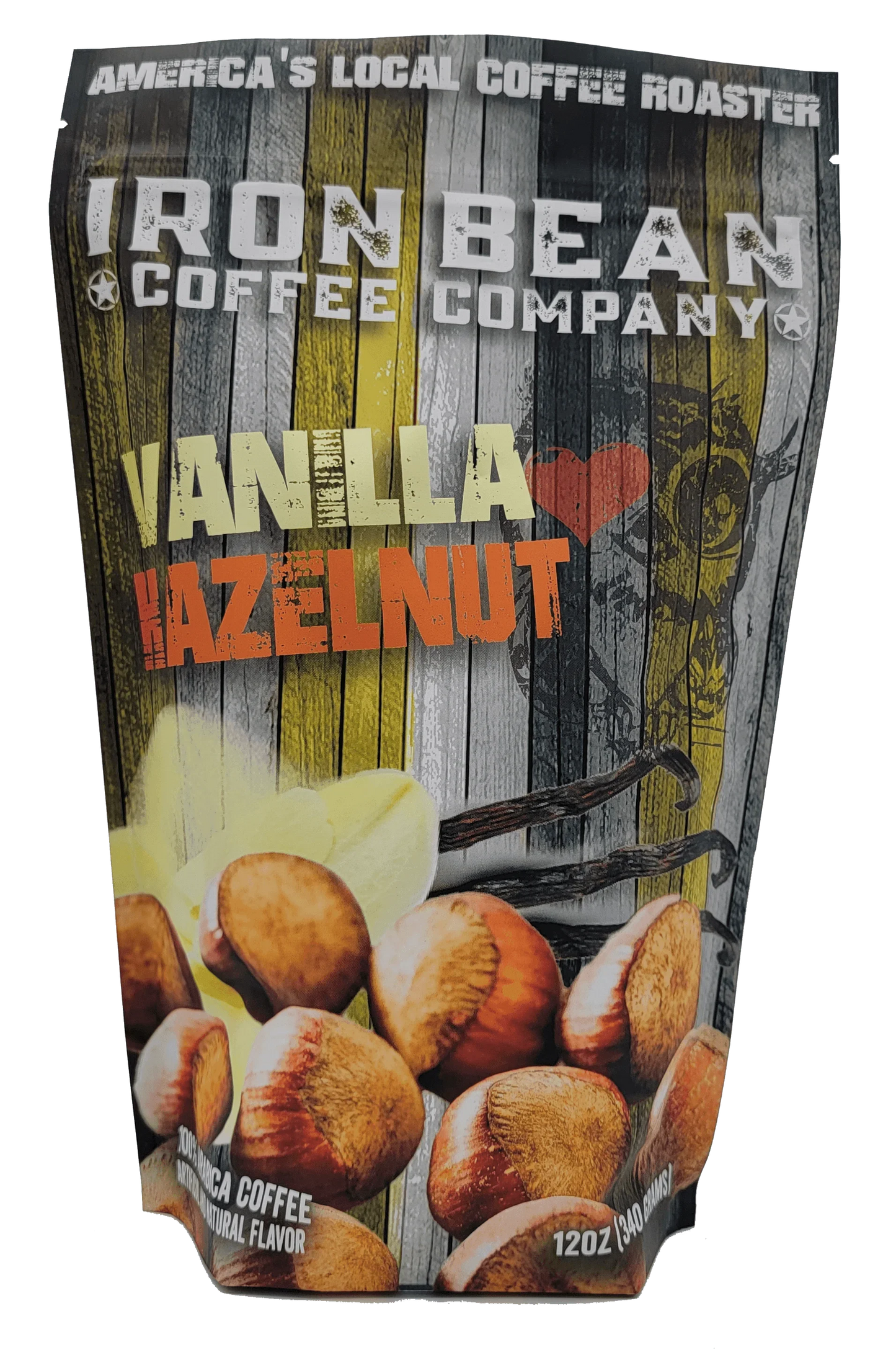 Vanilla Hazelnut Flavored Coffee | 12oz | Medium Roast | Whole Bean or Drip Grind | Iron Bean Coffee Company - Niksstuff