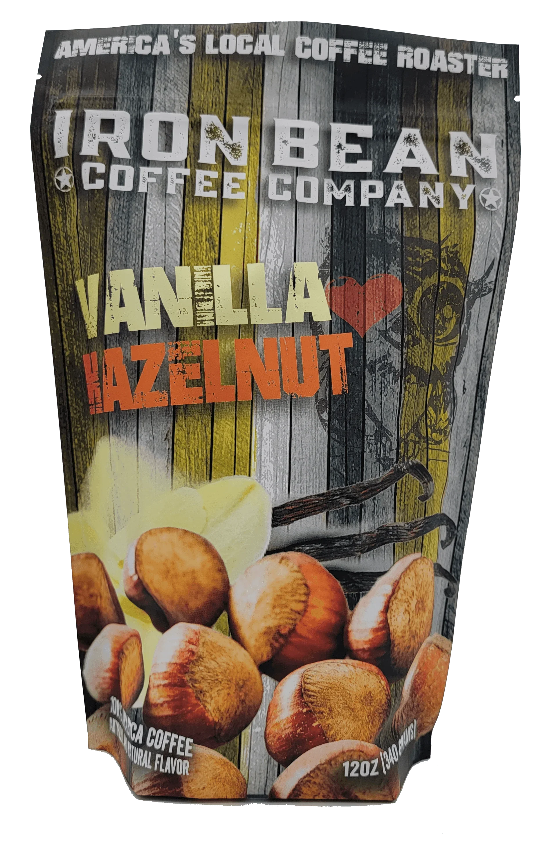 Vanilla Hazelnut Flavored Coffee | 12oz | Medium Roast | Whole Bean or Drip Grind | Iron Bean Coffee Company - Niksstuff