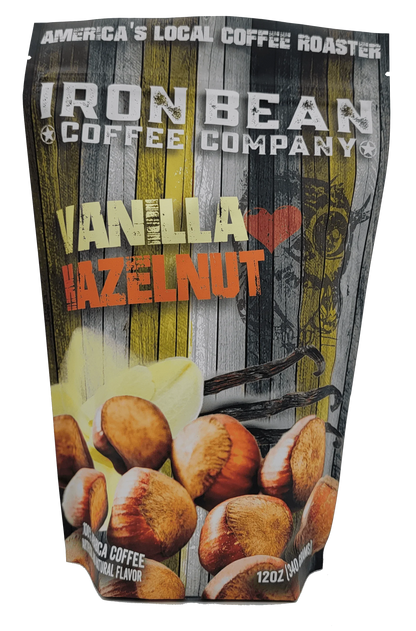 Vanilla Hazelnut Flavored Coffee | 12oz | Medium Roast | Whole Bean or Drip Grind | Iron Bean Coffee Company - Niksstuff