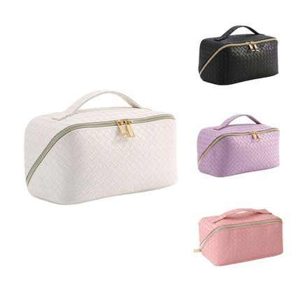 Water-Resistant PU Leather Makeup Bag – Large Capacity Travel Toiletry Pouch