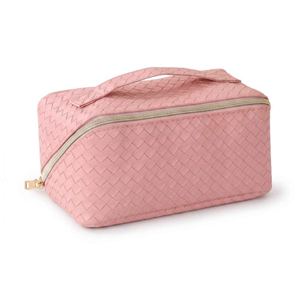 Water-Resistant PU Leather Makeup Bag – Large Capacity Travel Toiletry Pouch
