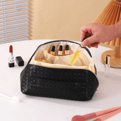 Water-Resistant PU Leather Makeup Bag – Large Capacity Travel Toiletry Pouch