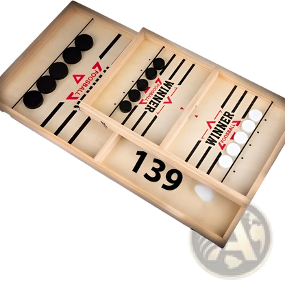 Wooden Fast Sling Puck Game | Desktop Ice Hockey Board | Small or Large | Kids & Adults