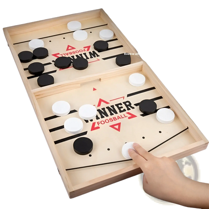 Wooden Fast Sling Puck Game | Desktop Ice Hockey Board | Small or Large | Kids & Adults