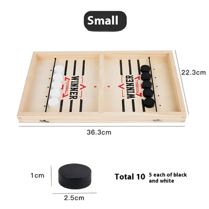 Wooden Fast Sling Puck Game | Desktop Ice Hockey Board | Small or Large | Kids & Adults