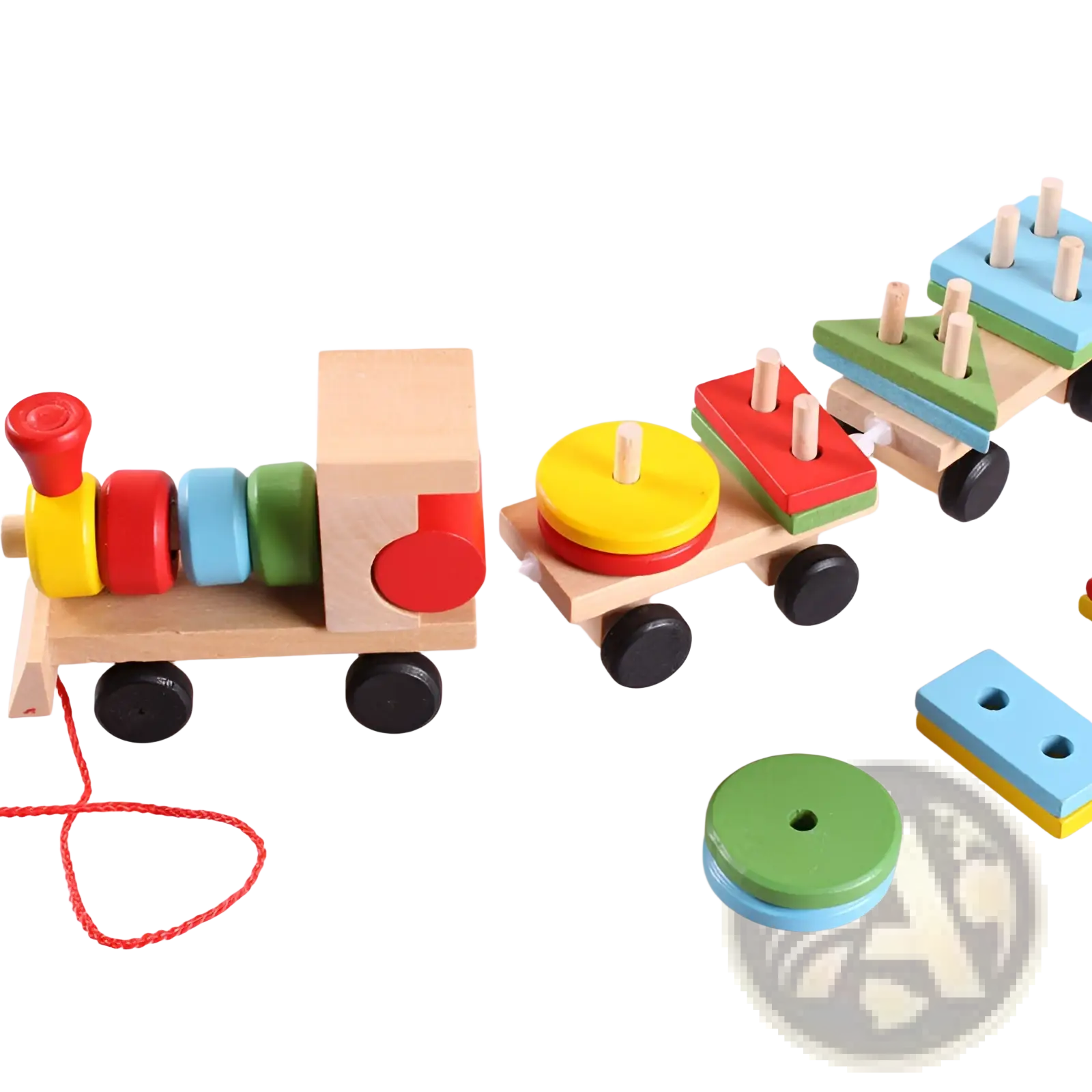 Wooden Train Stacking Toy | Educational Shape Sorter | 1 Locomotive + 2 Carriages + 16 Blocks | Ages 1–6 | ARBA Global - Niksstuff