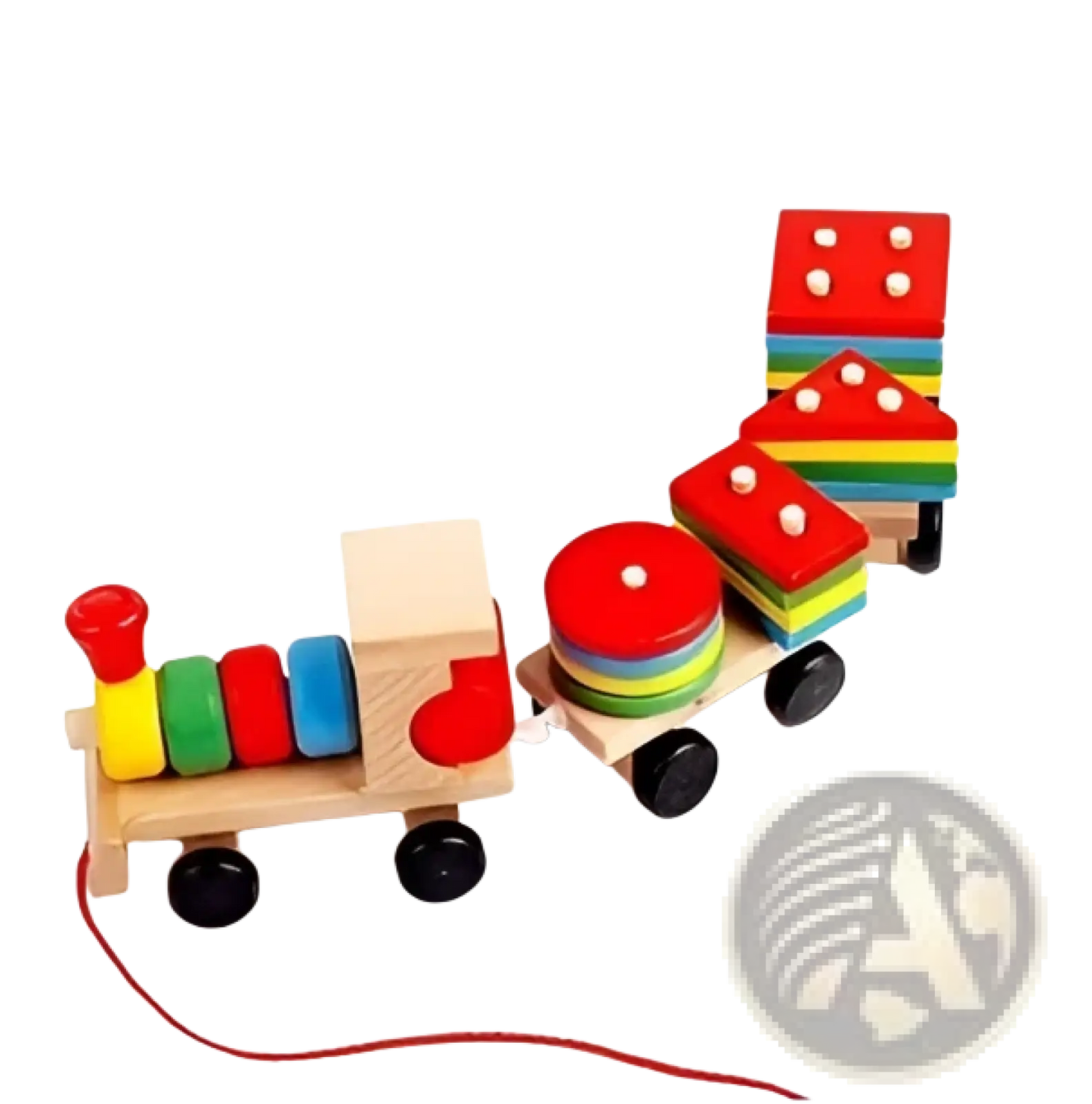 Wooden Train Stacking Toy | Educational Shape Sorter | 1 Locomotive + 2 Carriages + 16 Blocks | Ages 1–6 | ARBA Global - Niksstuff