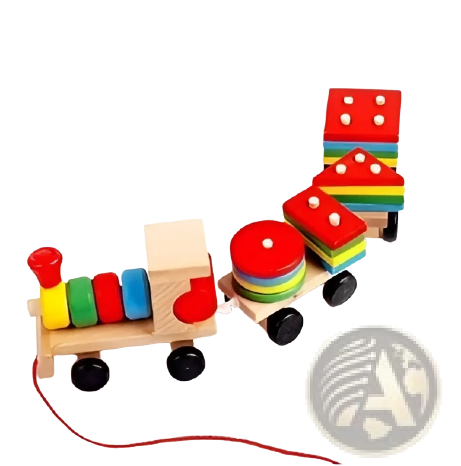 Wooden Train Stacking Toy | Educational Shape Sorter | 1 Locomotive + 2 Carriages + 16 Blocks | Ages 1–6 | ARBA Global - Niksstuff