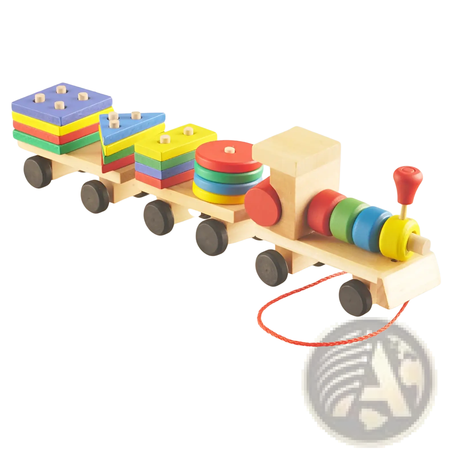 Wooden Train Stacking Toy | Educational Shape Sorter | 1 Locomotive + 2 Carriages + 16 Blocks | Ages 1–6 | ARBA Global - Niksstuff
