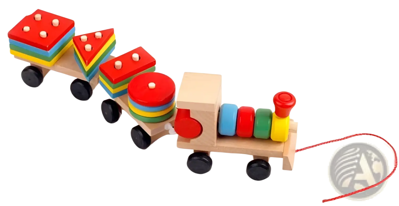Wooden Train Stacking Toy | Educational Shape Sorter | 1 Locomotive + 2 Carriages + 16 Blocks | Ages 1–6 | ARBA Global - Niksstuff