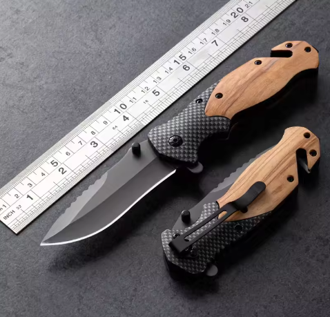 River Country Gear Wooden Handle Folding Pocket Knife – Stainless Steel Blade, Classic Design