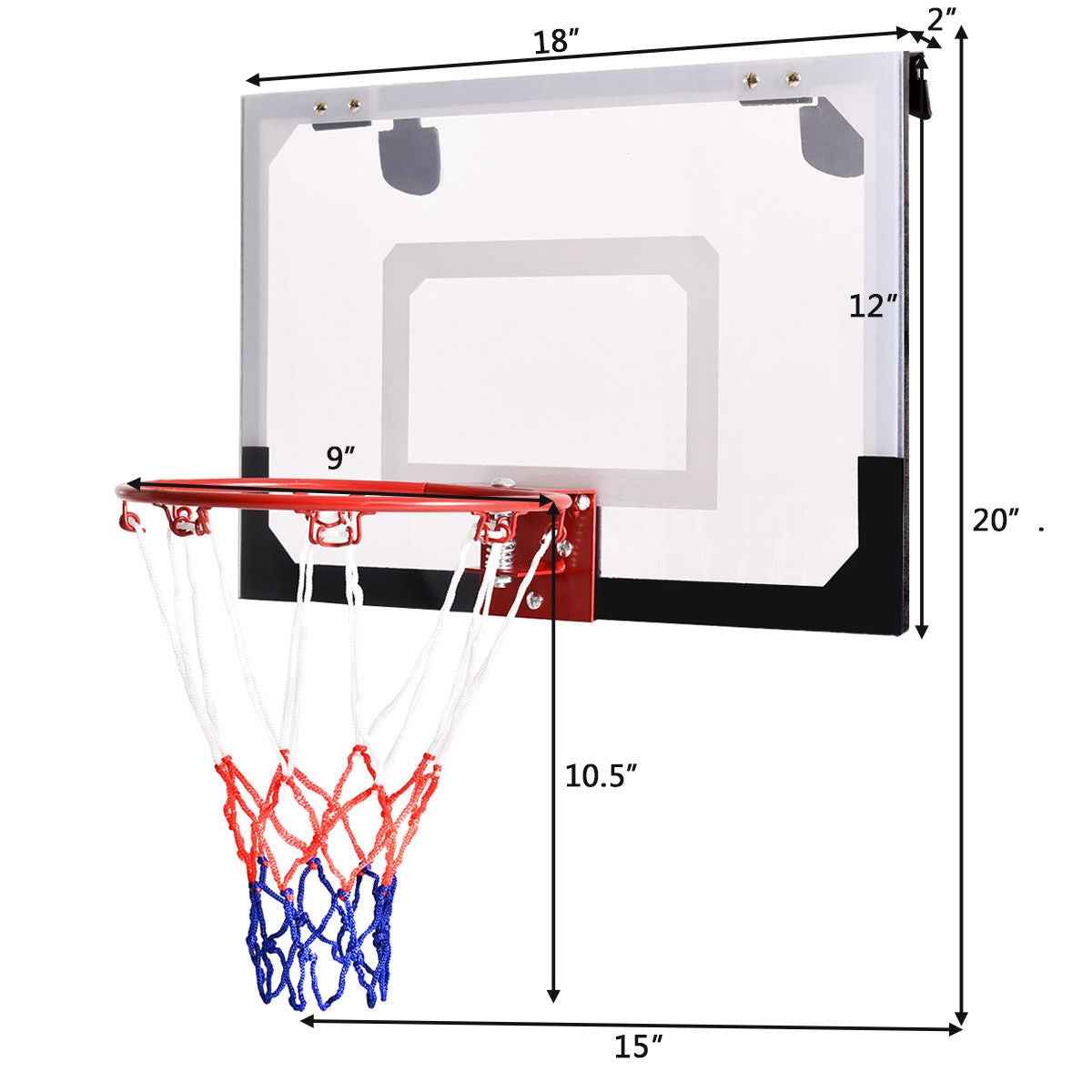 Over-the-Door Mini Basketball Hoop with Basketball and 2 Nets