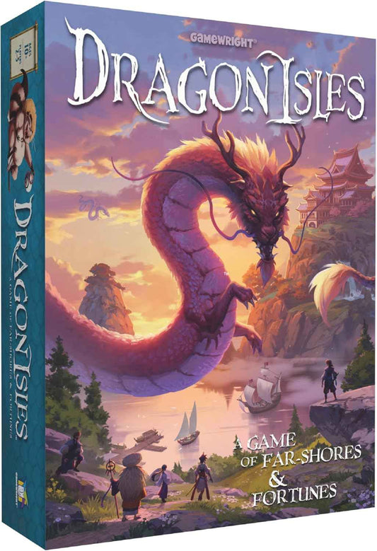 Fantasy strategy board game box with large dragon artwork and warriors in a landscape
