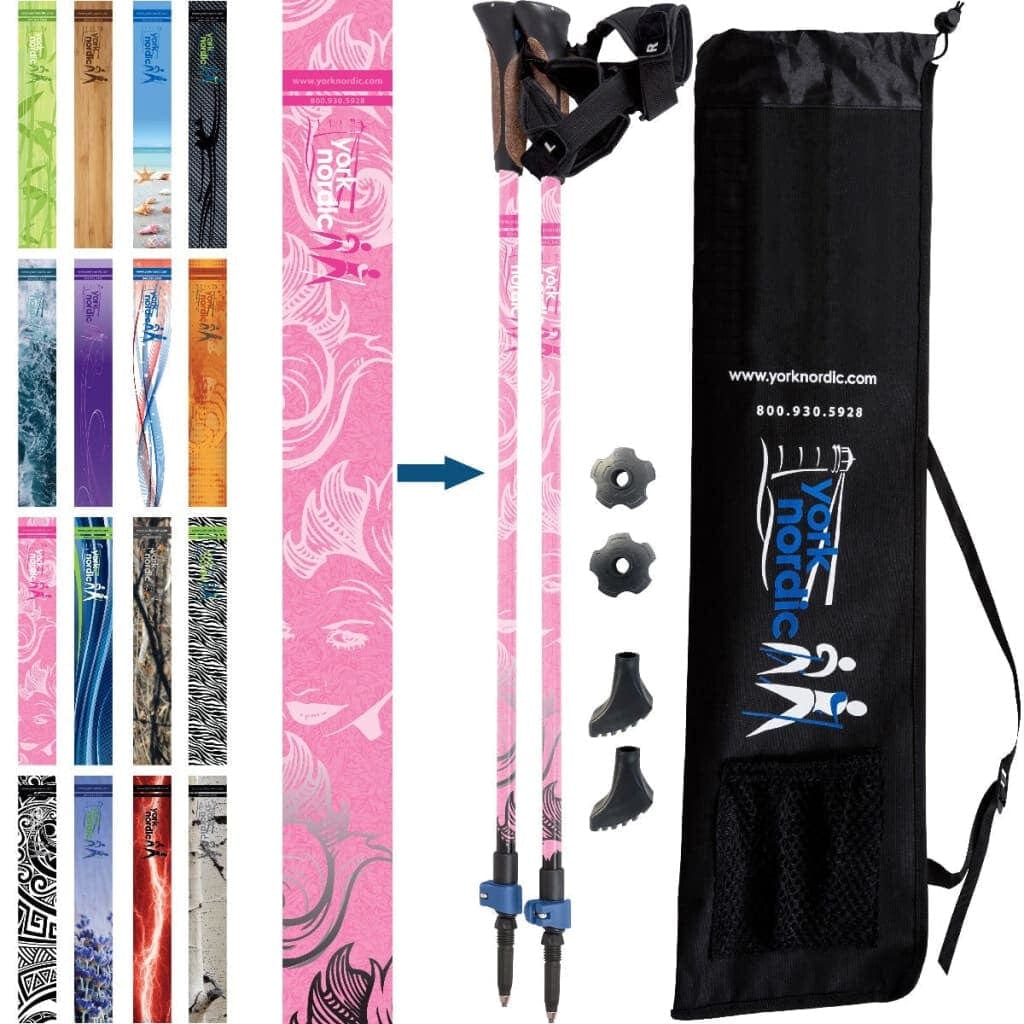York Nordic Official Walking Poles | True Nordic Glove Grip | 29 Designs | Up to 6'4" - Niksstuff