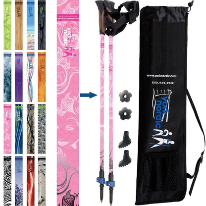 York Nordic Official Walking Poles | True Nordic Glove Grip | 29 Designs | Up to 6'4" - Niksstuff
