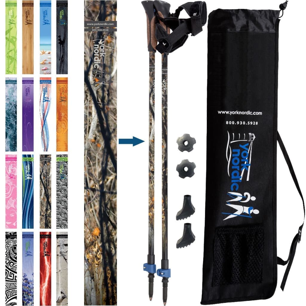 York Nordic Official Walking Poles | True Nordic Glove Grip | 29 Designs | Up to 6'4" - Niksstuff