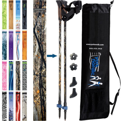 York Nordic Official Walking Poles | True Nordic Glove Grip | 29 Designs | Up to 6'4" - Niksstuff