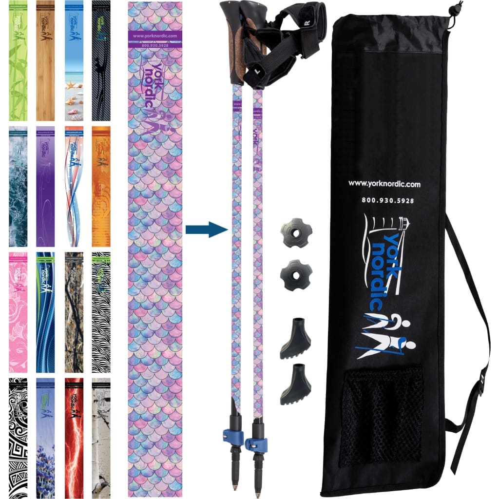 York Nordic Official Walking Poles | True Nordic Glove Grip | 29 Designs | Up to 6'4" - Niksstuff