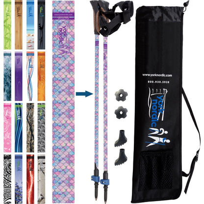 York Nordic Official Walking Poles | True Nordic Glove Grip | 29 Designs | Up to 6'4" - Niksstuff