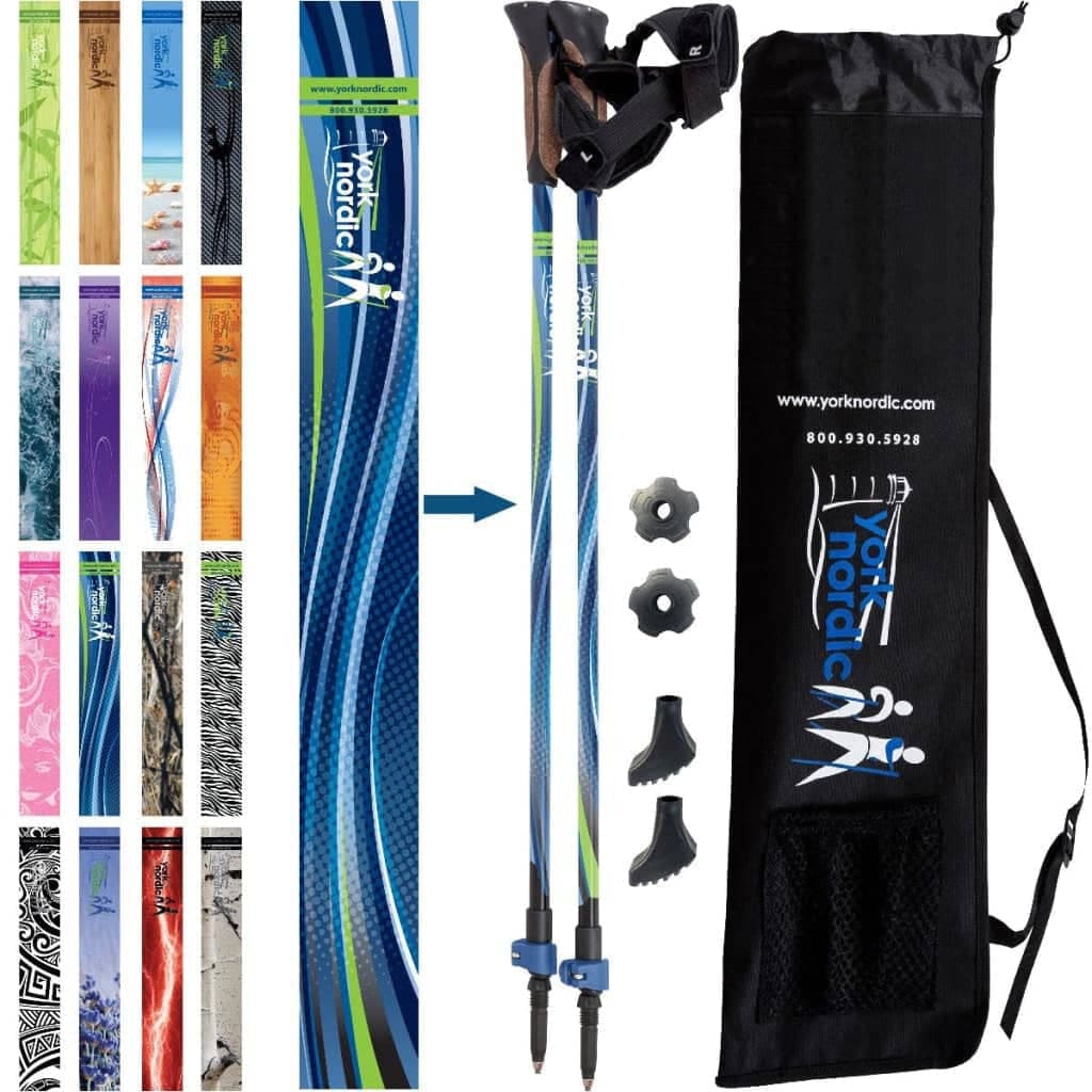 York Nordic Official Walking Poles | True Nordic Glove Grip | 29 Designs | Up to 6'4" - Niksstuff