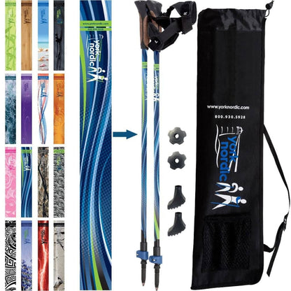 York Nordic Official Walking Poles | True Nordic Glove Grip | 29 Designs | Up to 6'4" - Niksstuff