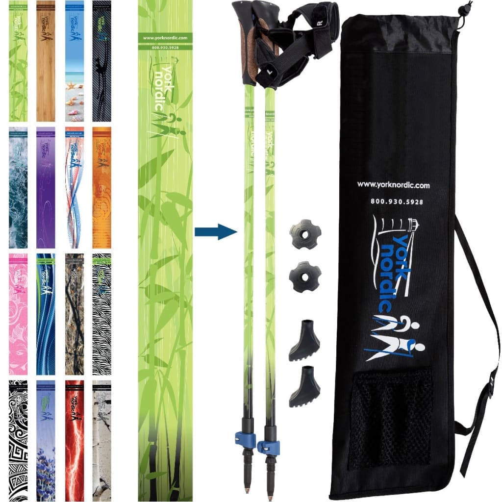 York Nordic Official Walking Poles | True Nordic Glove Grip | 29 Designs | Up to 6'4" - Niksstuff