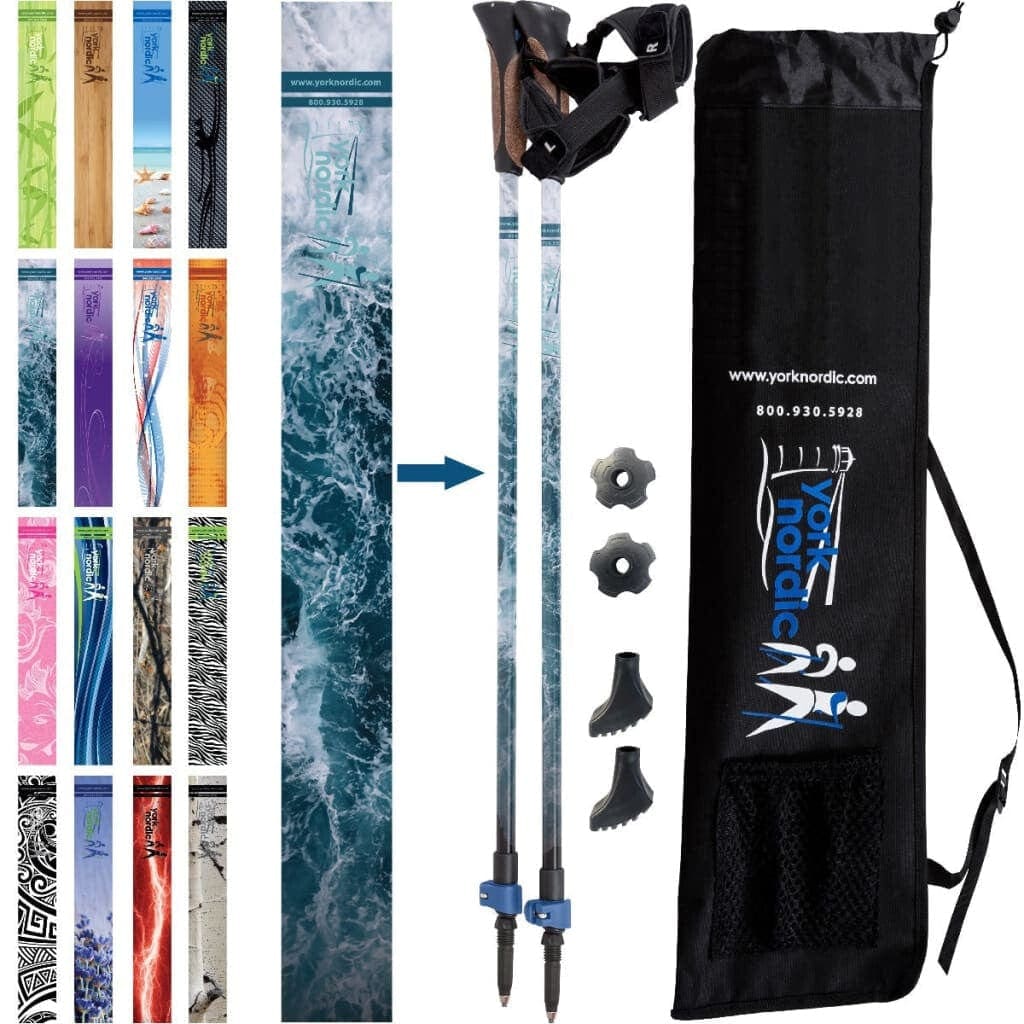 York Nordic Official Walking Poles | True Nordic Glove Grip | 29 Designs | Up to 6'4" - Niksstuff