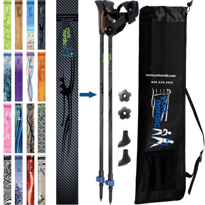 York Nordic Official Walking Poles | True Nordic Glove Grip | 29 Designs | Up to 6'4" - Niksstuff