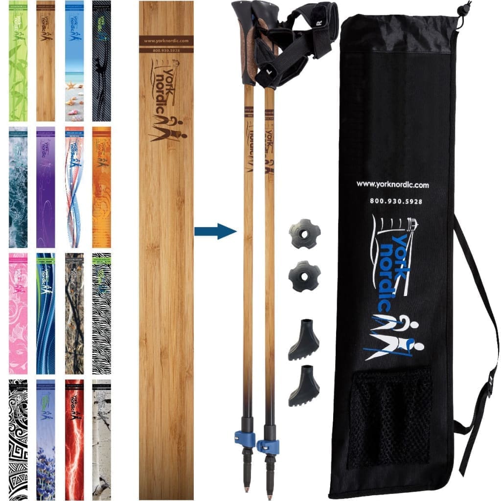 York Nordic Official Walking Poles | True Nordic Glove Grip | 29 Designs | Up to 6'4" - Niksstuff