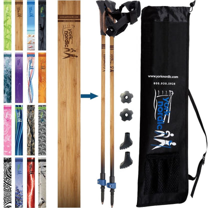 York Nordic Official Walking Poles | True Nordic Glove Grip | 29 Designs | Up to 6'4" - Niksstuff