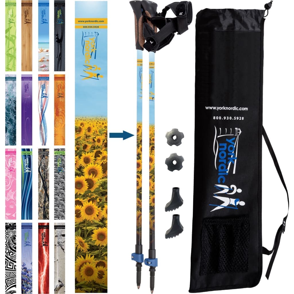 York Nordic Official Walking Poles | True Nordic Glove Grip | 29 Designs | Up to 6'4" - Niksstuff