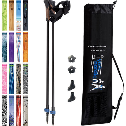 York Nordic Official Walking Poles | True Nordic Glove Grip | 29 Designs | Up to 6'4" - Niksstuff