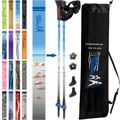 York Nordic Official Walking Poles | True Nordic Glove Grip | 29 Designs | Up to 6'4" - Niksstuff