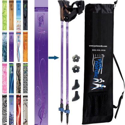 York Nordic Official Walking Poles | True Nordic Glove Grip | 29 Designs | Up to 6'4" - Niksstuff