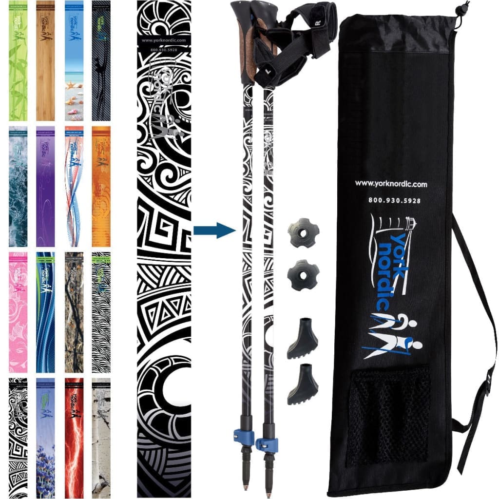 York Nordic Official Walking Poles | True Nordic Glove Grip | 29 Designs | Up to 6'4" - Niksstuff
