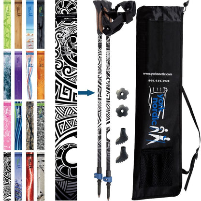 York Nordic Official Walking Poles | True Nordic Glove Grip | 29 Designs | Up to 6'4" - Niksstuff