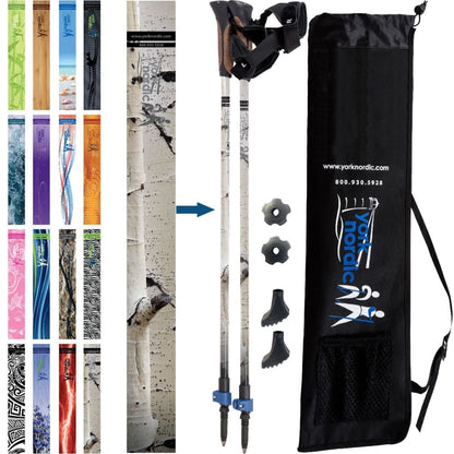 York Nordic Official Walking Poles | True Nordic Glove Grip | 29 Designs | Up to 6'4" - Niksstuff