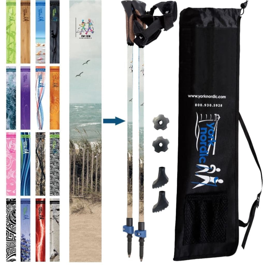 York Nordic Official Walking Poles | True Nordic Glove Grip | 29 Designs | Up to 6'4" - Niksstuff
