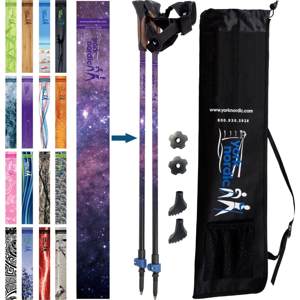 York Nordic Official Walking Poles | True Nordic Glove Grip | 29 Designs | Up to 6'4" - Niksstuff