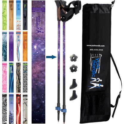 York Nordic Official Walking Poles | True Nordic Glove Grip | 29 Designs | Up to 6'4" - Niksstuff