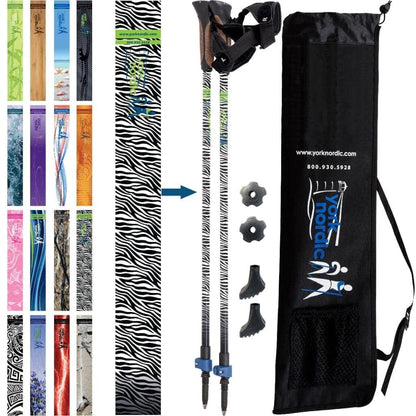 York Nordic Official Walking Poles | True Nordic Glove Grip | 29 Designs | Up to 6'4" - Niksstuff