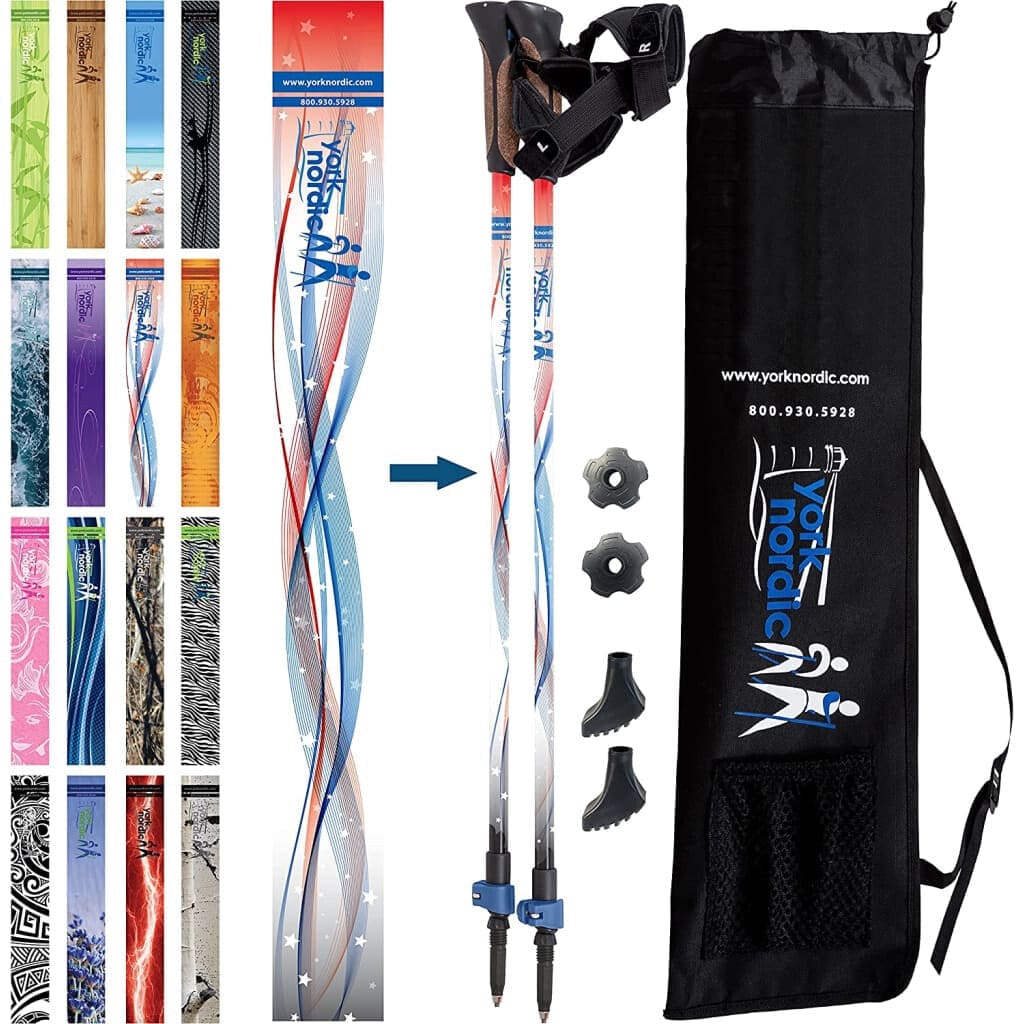 York Nordic Official Walking Poles | True Nordic Glove Grip | 29 Designs | Up to 6'4" - Niksstuff