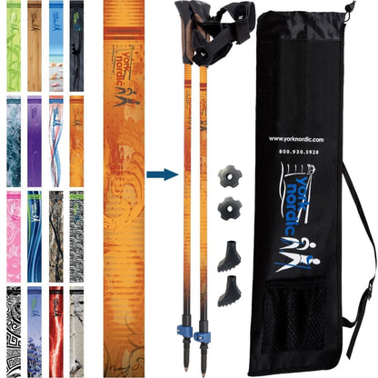 York Nordic Official Walking Poles | True Nordic Glove Grip | 29 Designs | Up to 6'4" - Niksstuff