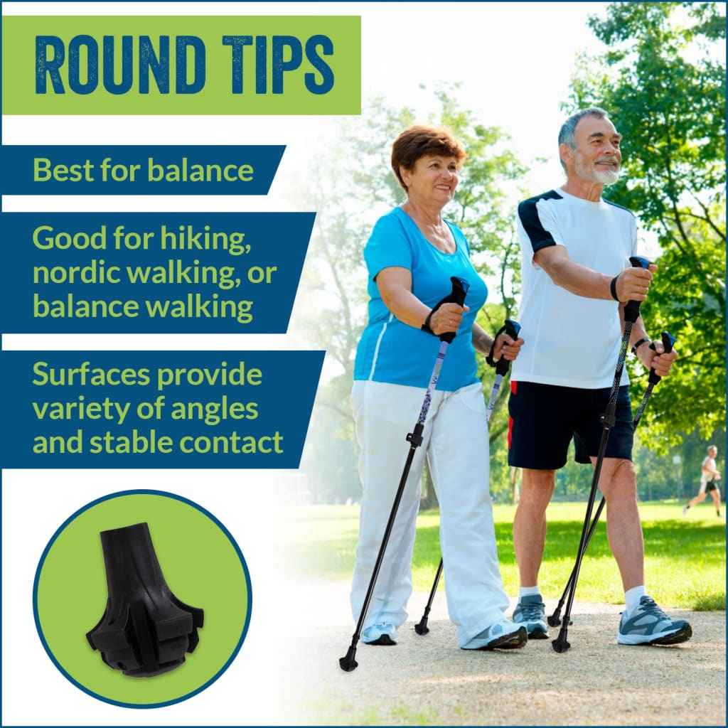 York Nordic Rubber Replacement Tips for Walking & Trekking Poles – 4-Pack