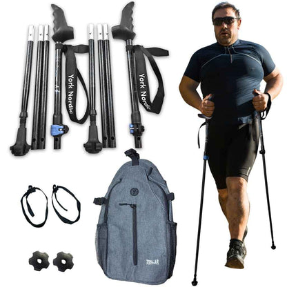 York Nordic Motivator Super Duty Walking Poles – XL Patented Grip, Swift Connect, Big & Tall