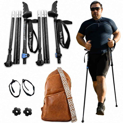 York Nordic Motivator Super Duty Walking Poles – XL Patented Grip, Swift Connect, Big & Tall