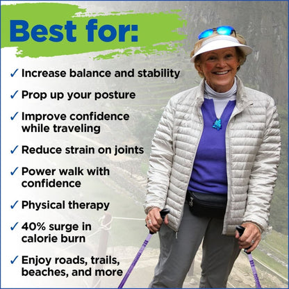 York Nordic Motivator Super Duty Walking Poles – XL Patented Grip, Swift Connect, Big & Tall